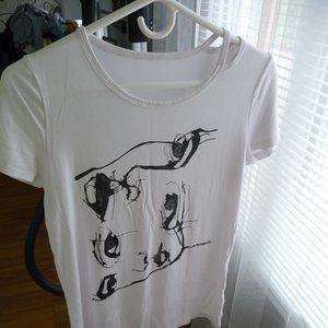 KENSOL women's graphics white made in Turkey cotton t- shirt size L